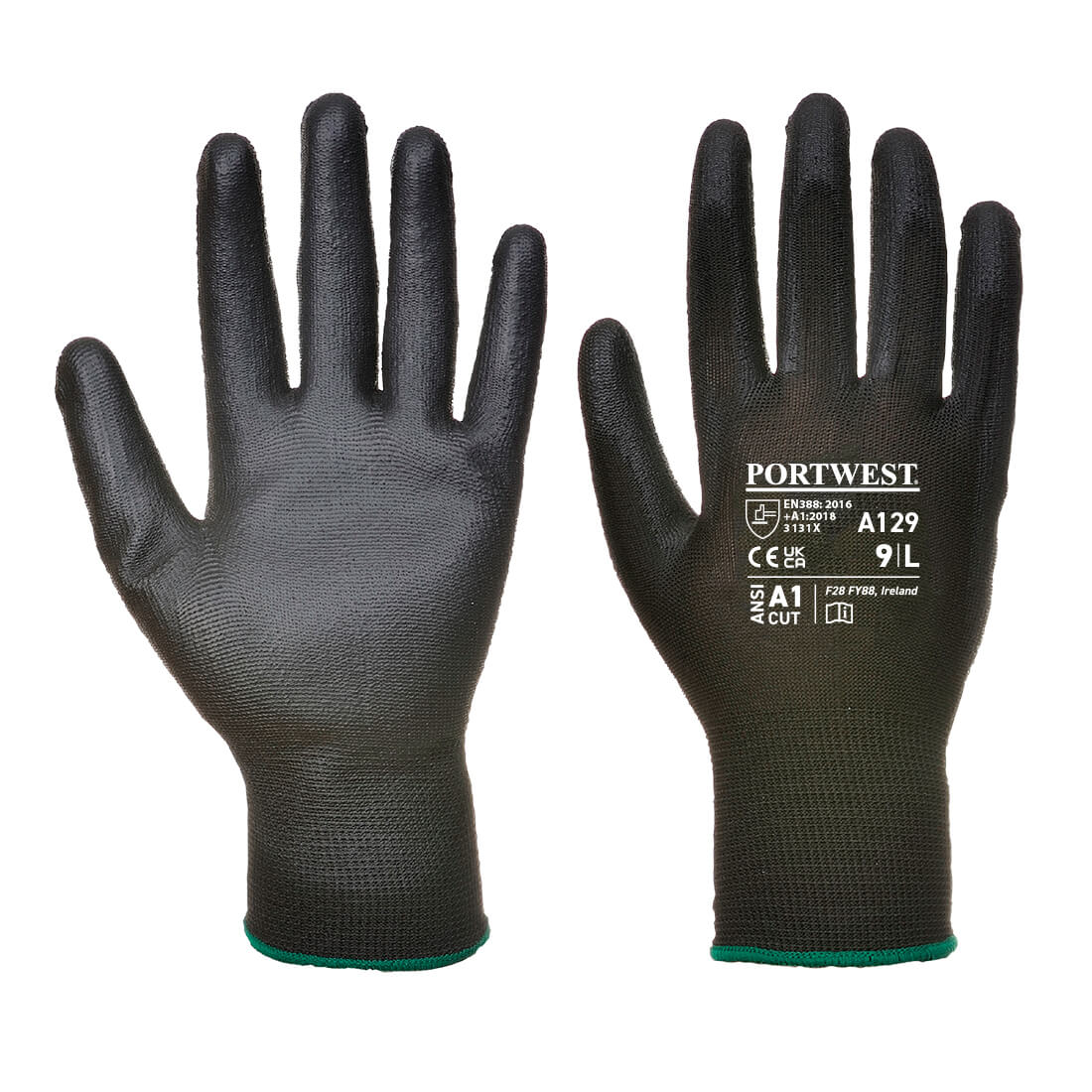 Pack of 12 Black Portwest PU Palm Glove Large 
