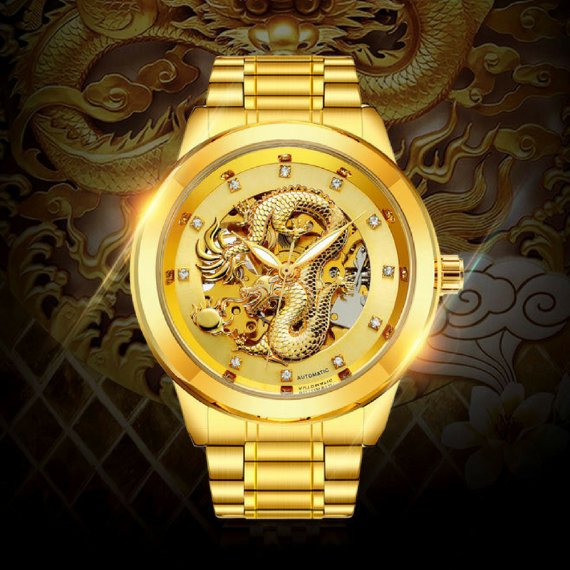 Mechanical Dragon Luxury Watch - Gold 