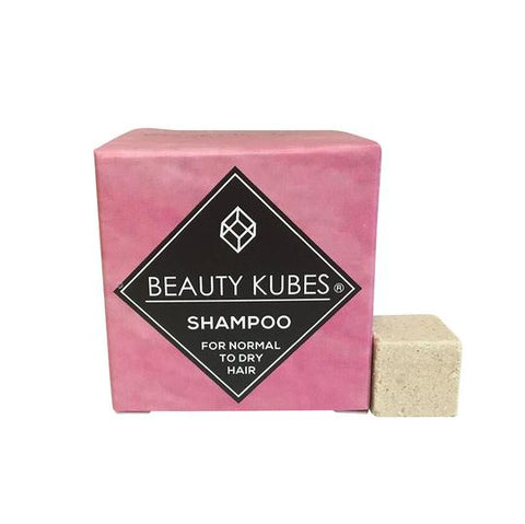 beauty kubes shampoo cubes in pink cardboard box.