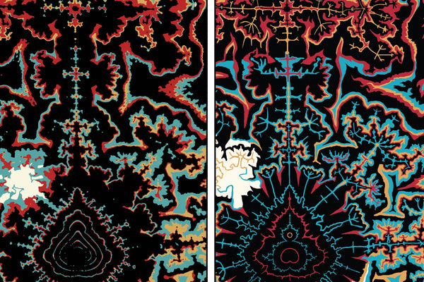 fractal halftone hand-painted comparison