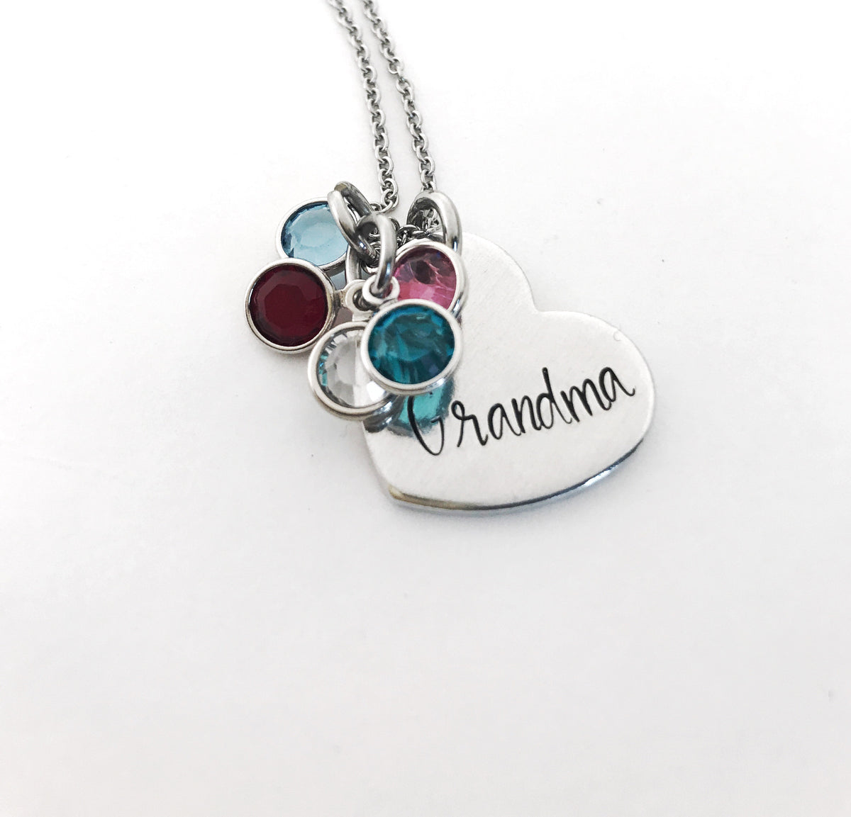 heart birthstone necklace for grandma