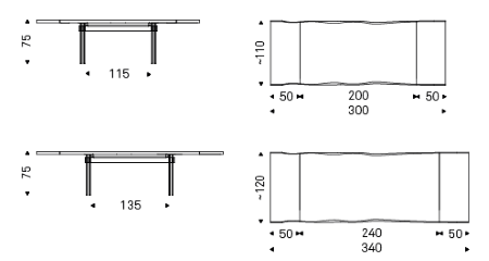 Measurements of Ikon Drive Expandable Table