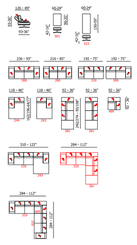 Loft Sectional Sofa Composition Slection Schematics