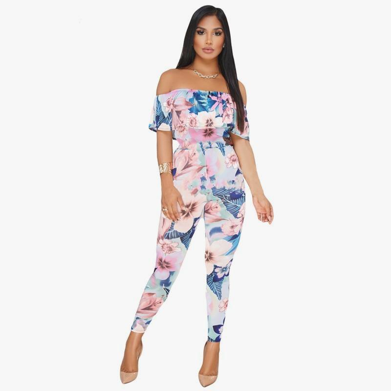 off shoulder jumpsuit floral