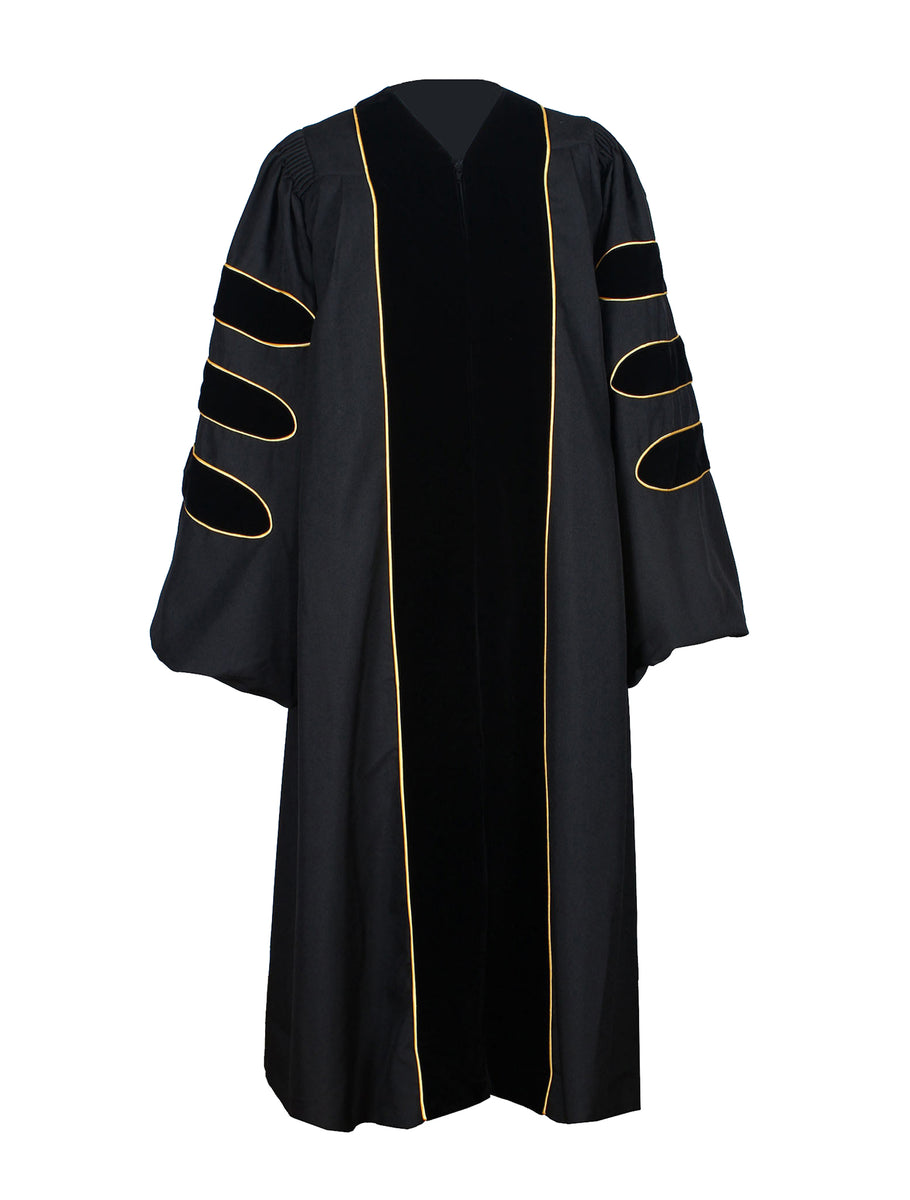 Deluxe Doctoral Graduation Gowngraduation Regaliaphd Gown With Gold