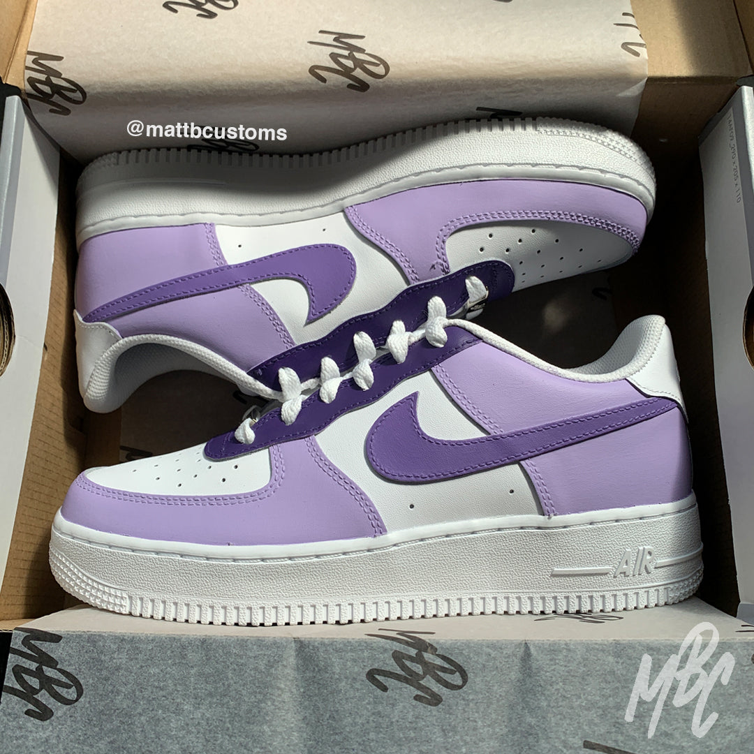 purple and grey air force 1