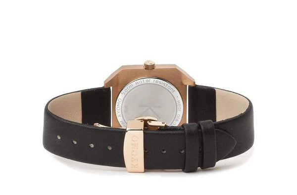 Watch 1H - Black/Gold with Leather