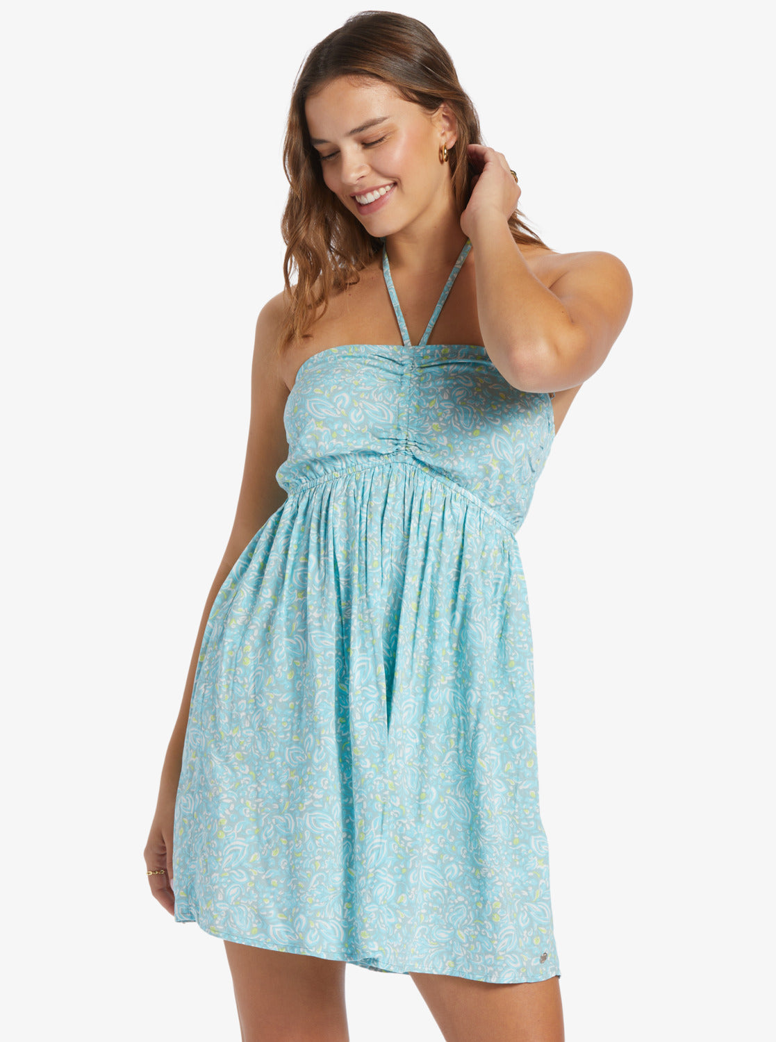 Roxy Happy Mini Dress - Blue Doll Strapless Dress Beach Cover Up – Sand Co.