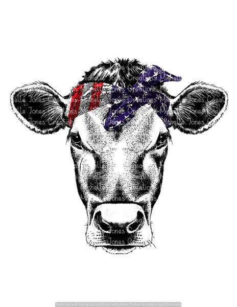 COW WITH FLAG BANDANNA (SUBLIMATION) – MJCTransfers