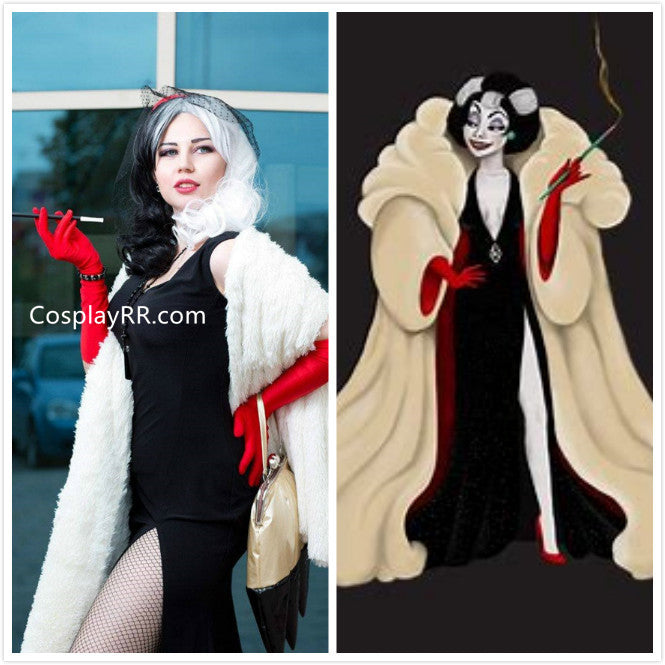 Cruella De costume faux fur coat plus size – Cosplayrr