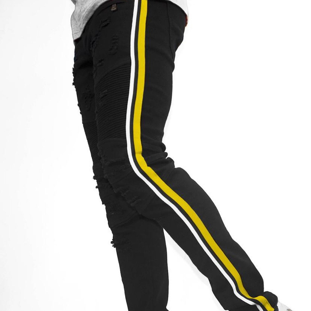 black yellow jeans