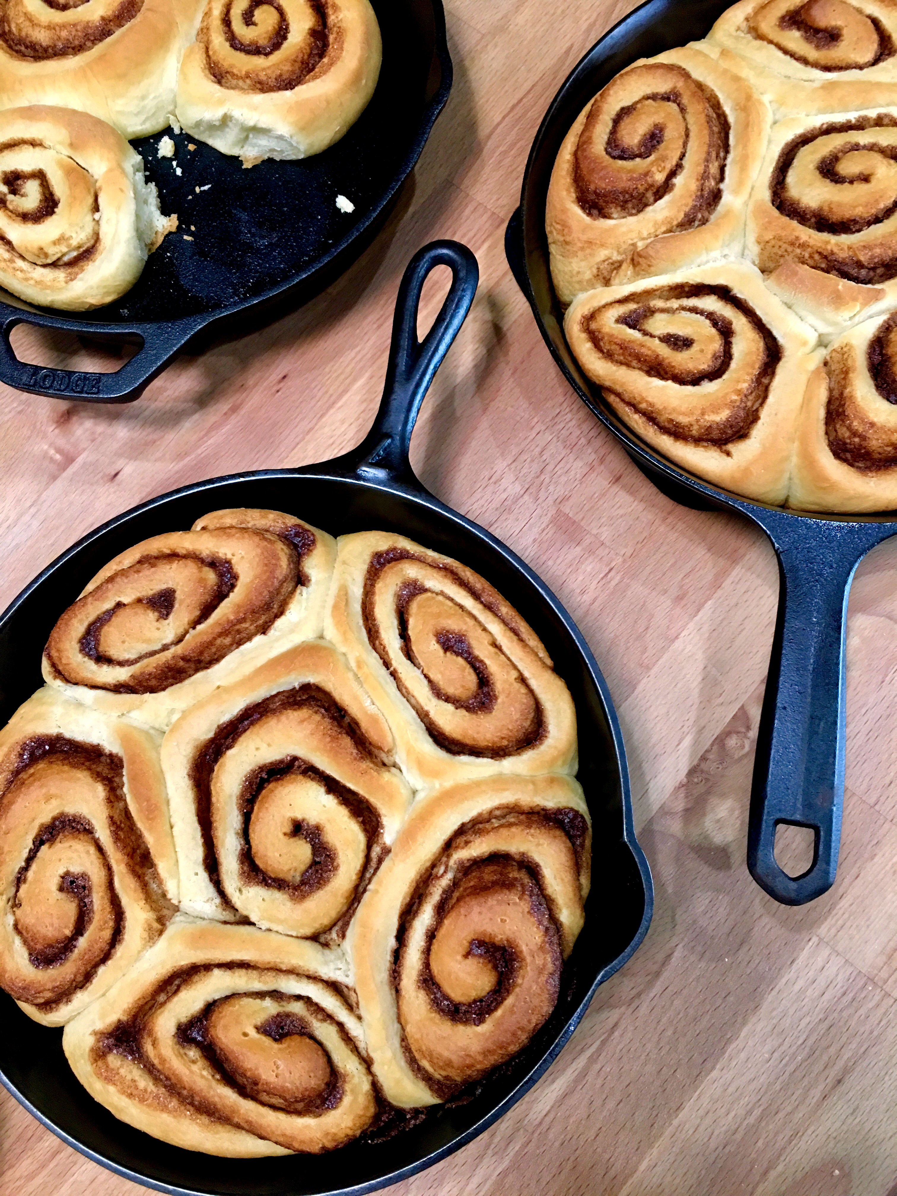 Recipe for Delicious Cast Iron Cinnamon Rolls in Cast Iron Skillets Seasoned with Crisbee