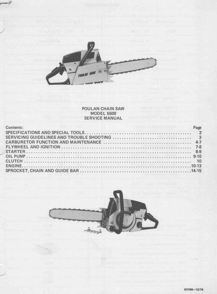 Poulan 5500 Chainsaw Workshop downloadable pdf Service and Repair Manu ...