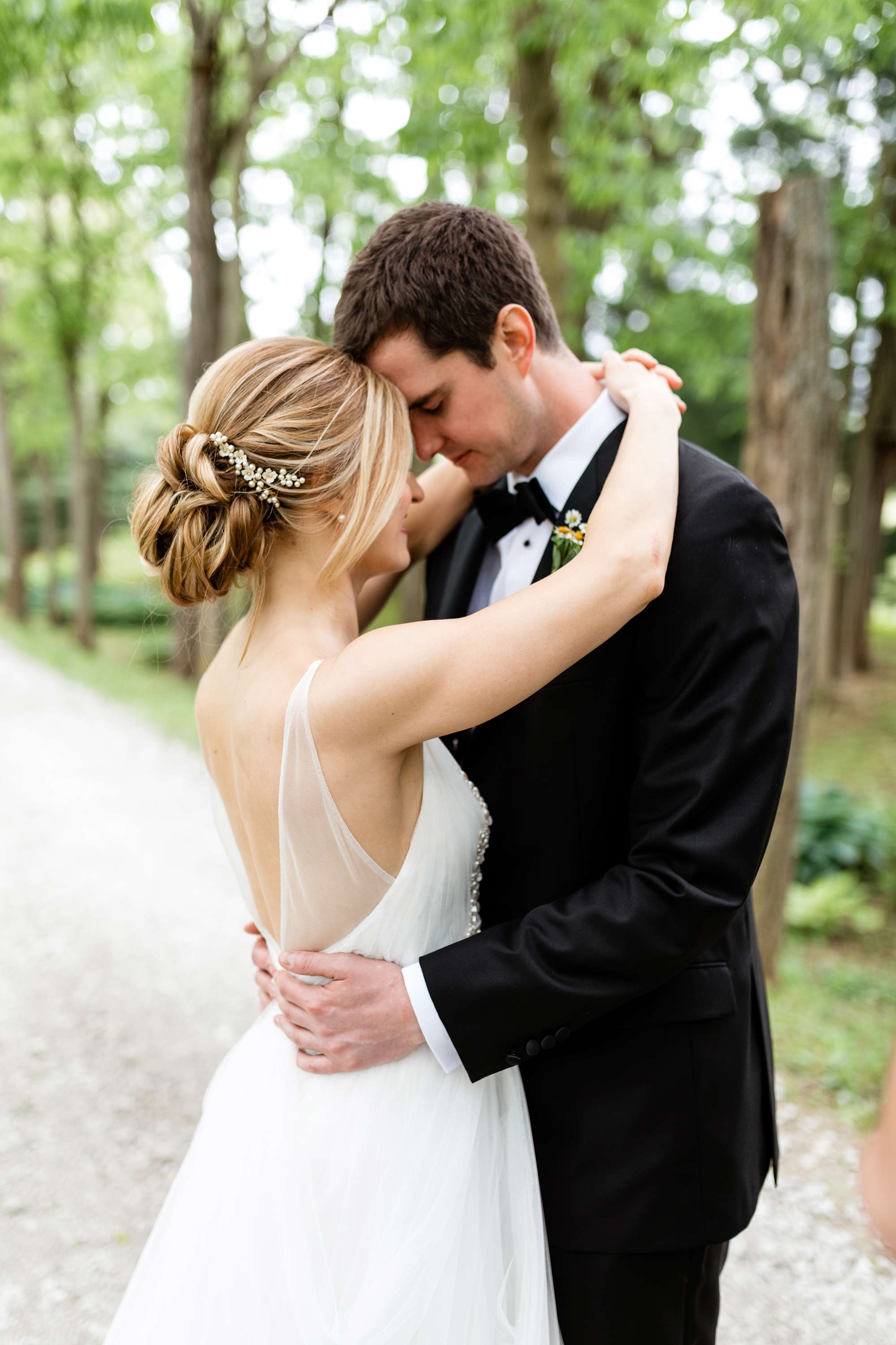 Amsale "Terri" Lexington, Kentucky Wedding, Updo with Pearl Clip