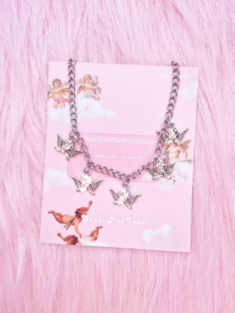 5 Cute Cherub Angels Stainless Steel Necklace-NECKLACES-Artemis greece