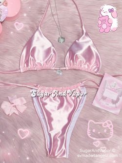 Adelia Pink Silky Bling Kitten Bikini Set-Swimsuits-Artemis greece
