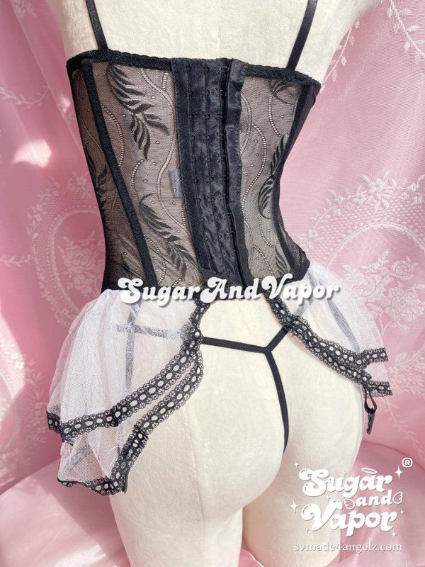 Beatrice Black White Bustier Lingerie Set-Lingeries-Artemis greece