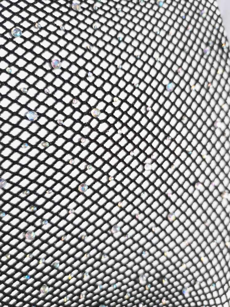 Black Crystals Mini Nets Fishnet Tights-Tights & Stockings-Artemis greece