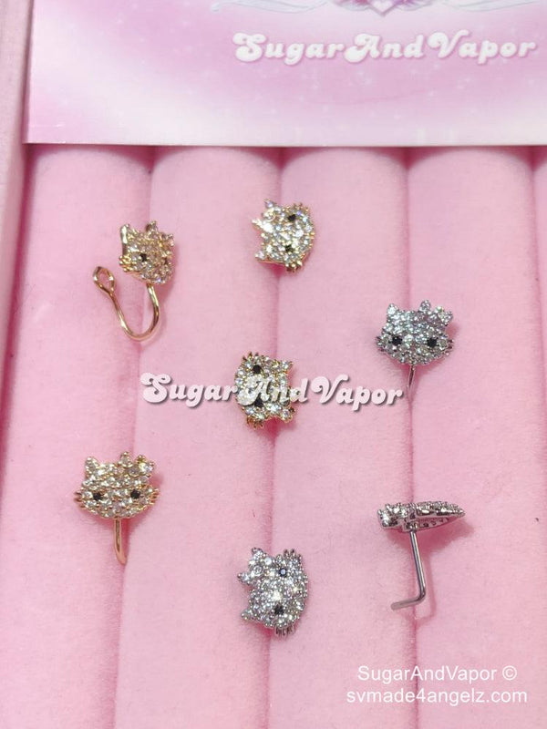 Bling Cute Kitten Nose Rings-Nose Ring-Artemis greece