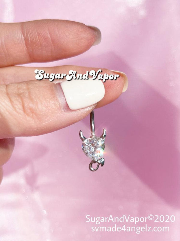 Bling Gem Heart Devil Belly Button Ring-Belly Ring-Artemis greece