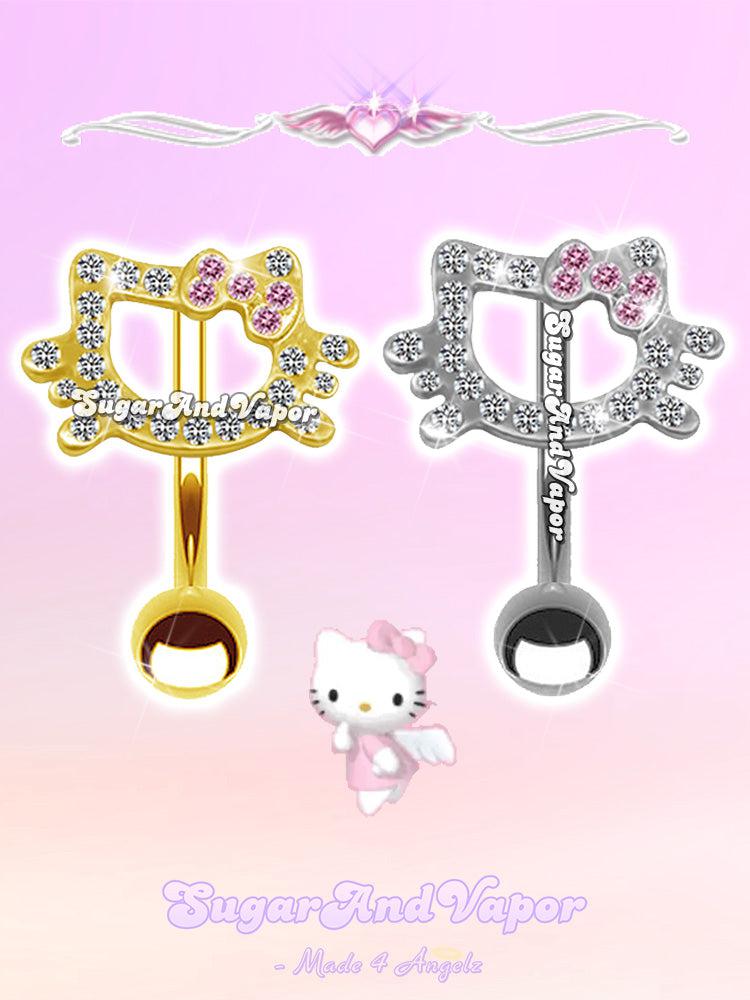 Bling Kawaii Kitten Top Mount Belly Ring-Belly Ring-Artemis greece