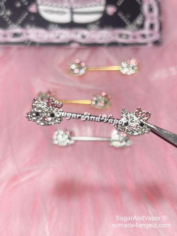 Bling Kitten Head Nipple Rings Set-Nipple Rings-Artemis greece