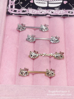 Bling Kitten Head Nipple Rings Set-Nipple Rings-Artemis greece