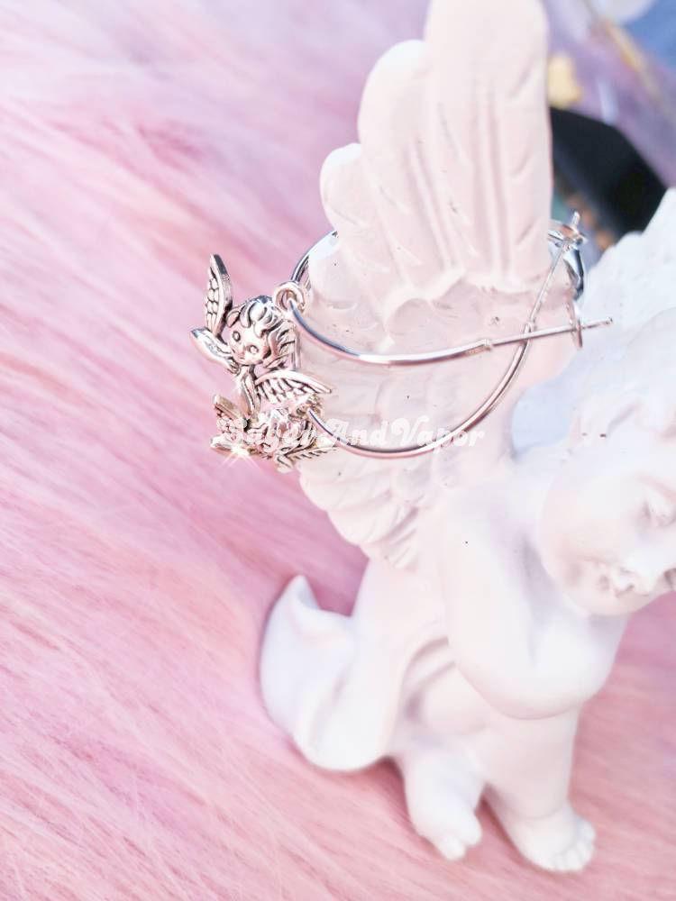 Cherub Angels Metal Hoop Earrings-EARRINGS-Artemis greece