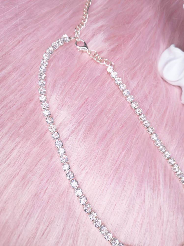 Crystal Rhinestone Thin Choker Necklace-NECKLACES-Artemis greece