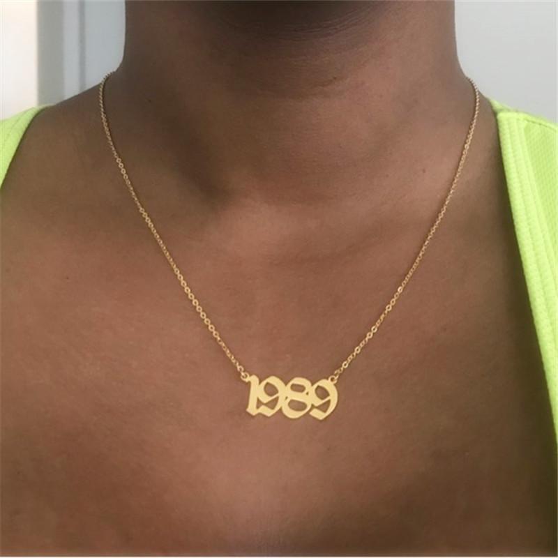 Custom Birth Year Gold Stainless Steel Necklace-NECKLACES-Artemis greece