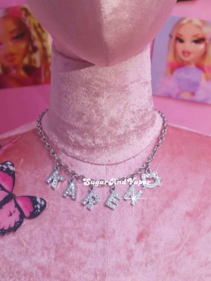 Custom Name Rhinestone Letters Choker Necklace-NECKLACES-Artemis greece