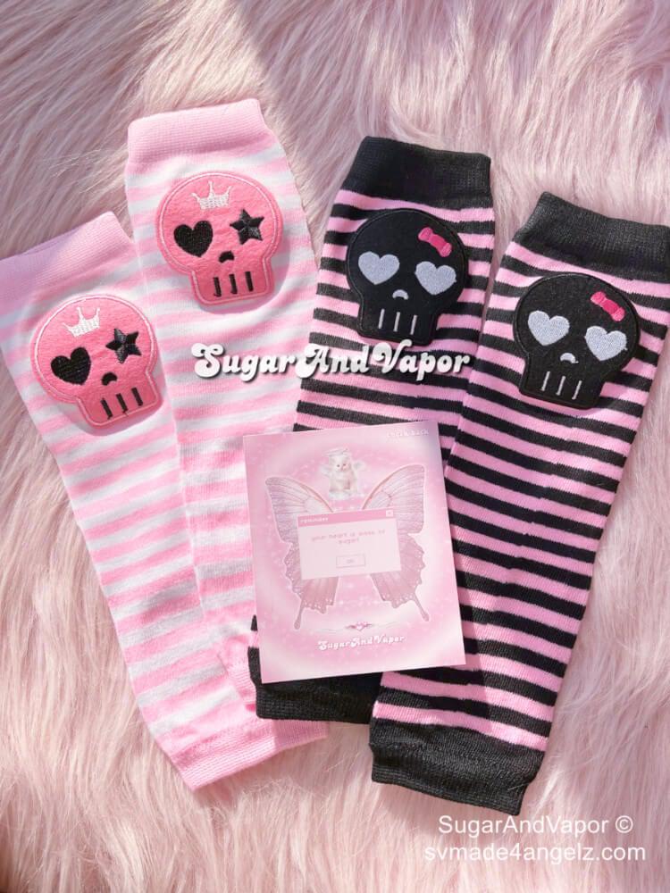 Cute Girly Skull Arm Warmers-SOCKS & TIGHTS-Artemis greece