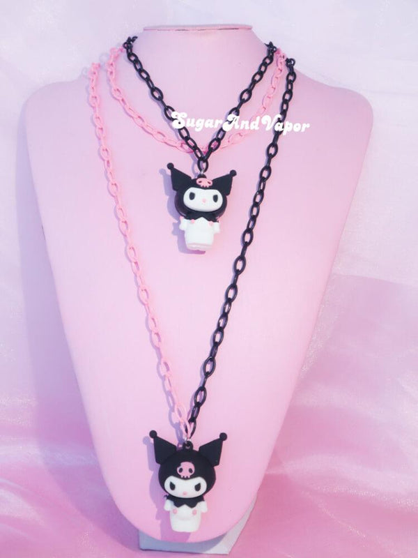 Cute Kuromi Black Pink Chain Necklace-NECKLACES-Artemis greece