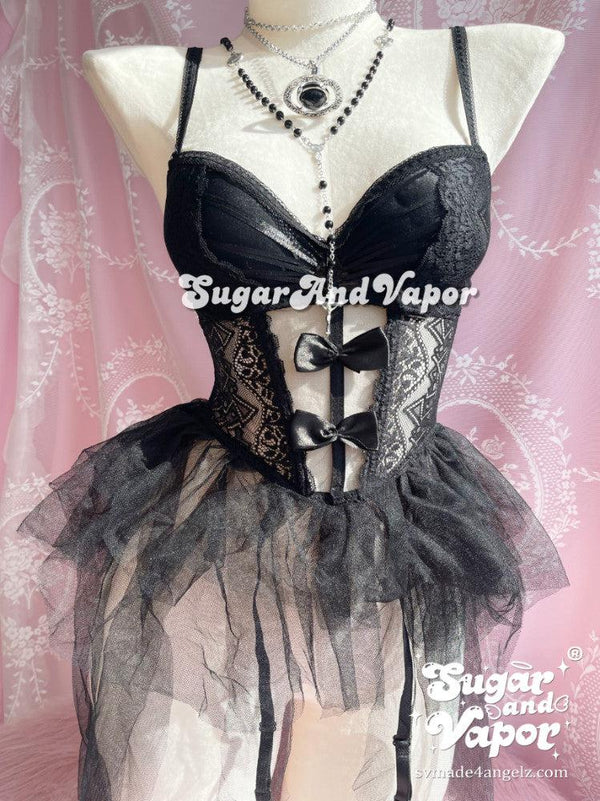 Elvyra Black Lace Bustier Dress-Lingeries-Artemis greece