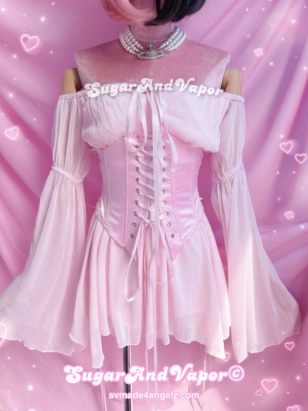 Feya Pink Corset Chiffon Dress Set-DRESSES-Artemis greece