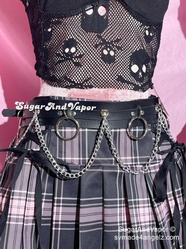 Gothic Lolita PU Leather Layered Chain Belt-BELTS-Artemis greece