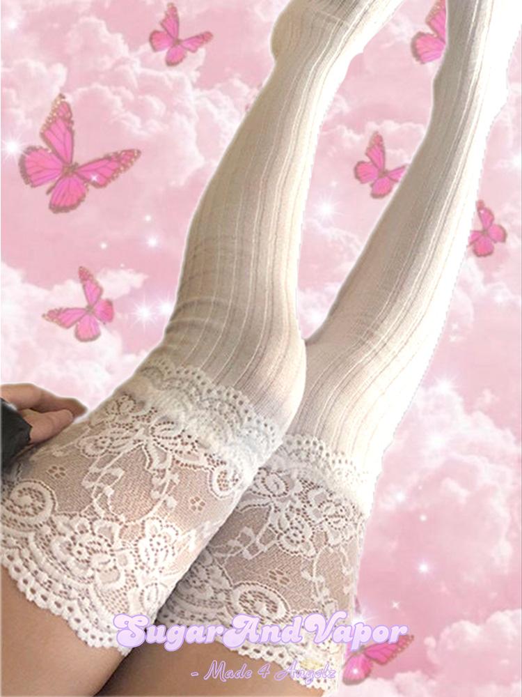 Harper Lace Knitted Tigh High Stockings-SOCKS & TIGHTS-Artemis greece