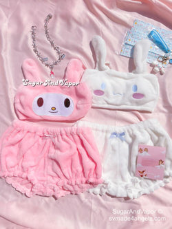 Kawaii Melody Cinnamoroll Plush Pajama Set-Lingeries-Artemis greece