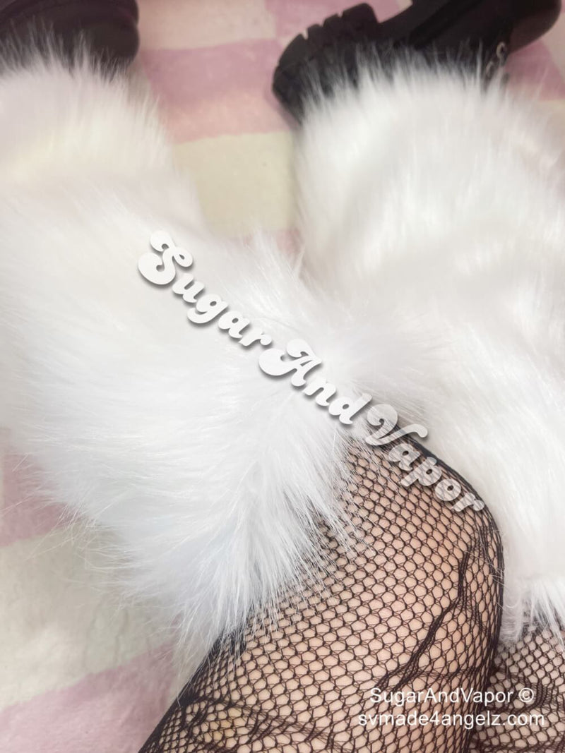 Layla Kawaii White Furry Leg Warmers-SOCKS & TIGHTS-Artemis greece