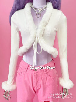 Kiki Spoiled Girl Furry Crop Cardigan-TOPS-Artemis greece