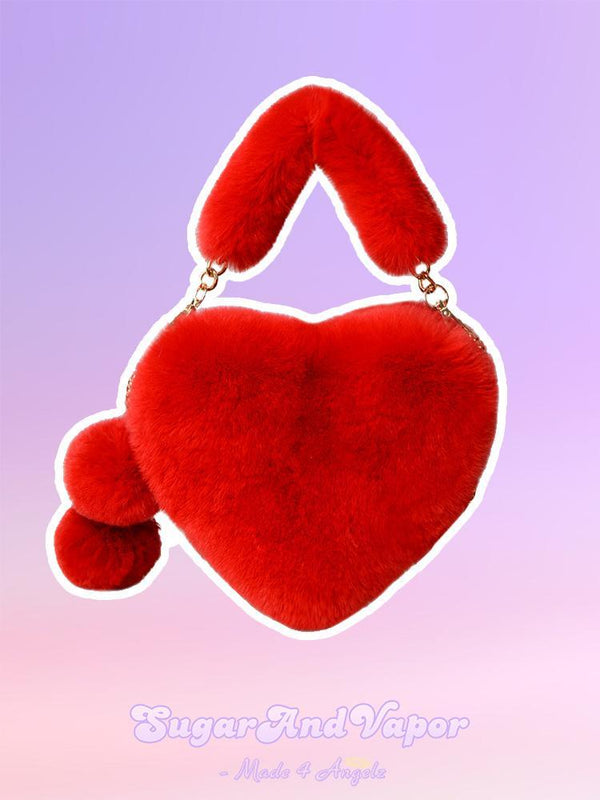 Lilly Furry Heart Shape Handbag-BAGS-Artemis greece