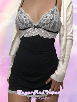 Lourie White Lace Patch Black Dress-DRESSES-Artemis greece