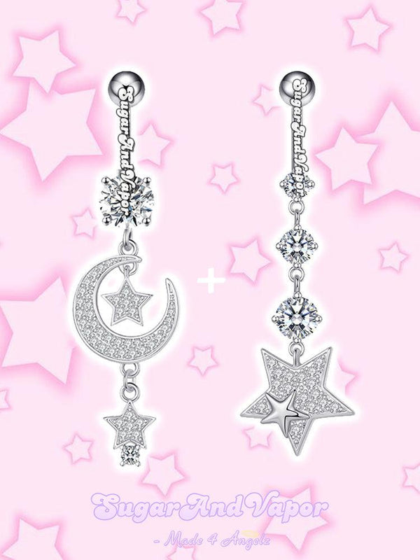 Moon&Star Tassels Belly Ring 2 Pieces Set-Belly Ring-Artemis greece