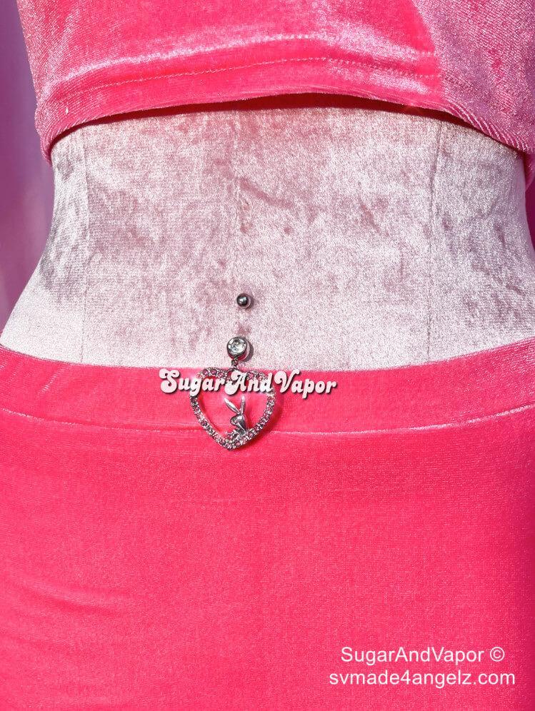 Pink Bling Heart Bunny Head Belly Ring-Belly Ring-Artemis greece