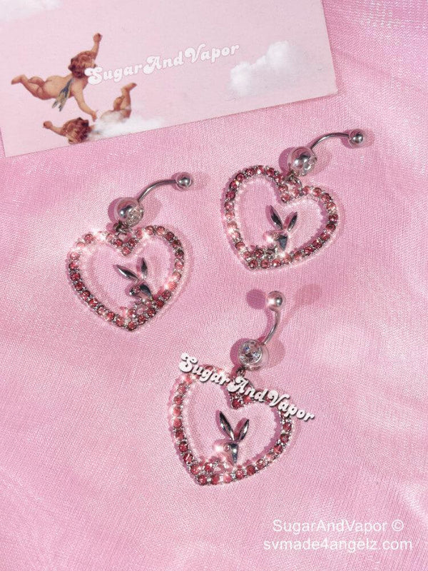 Pink Bling Heart Bunny Head Belly Ring-Belly Ring-Artemis greece