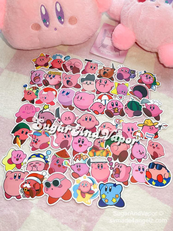 Pink Kirby Kawaii Stickers Pack-Stickers-Outback leconfield