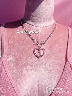 Pink Rhinestones Heart Bunny Choker Necklace-NECKLACES-Artemis greece