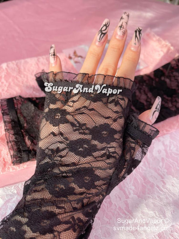 Princess Sheer Lace Fingerless Gloves-Gloves-Outback leconfield