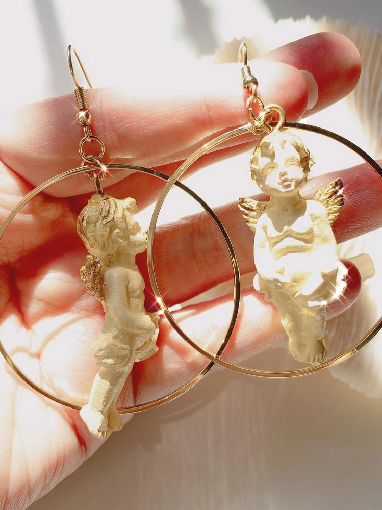 Retro Angel Cherubs Antique Earrings-EARRINGS-Artemis greece