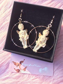 Retro Angel Cherubs Hoops Earrings-EARRINGS-Artemis greece